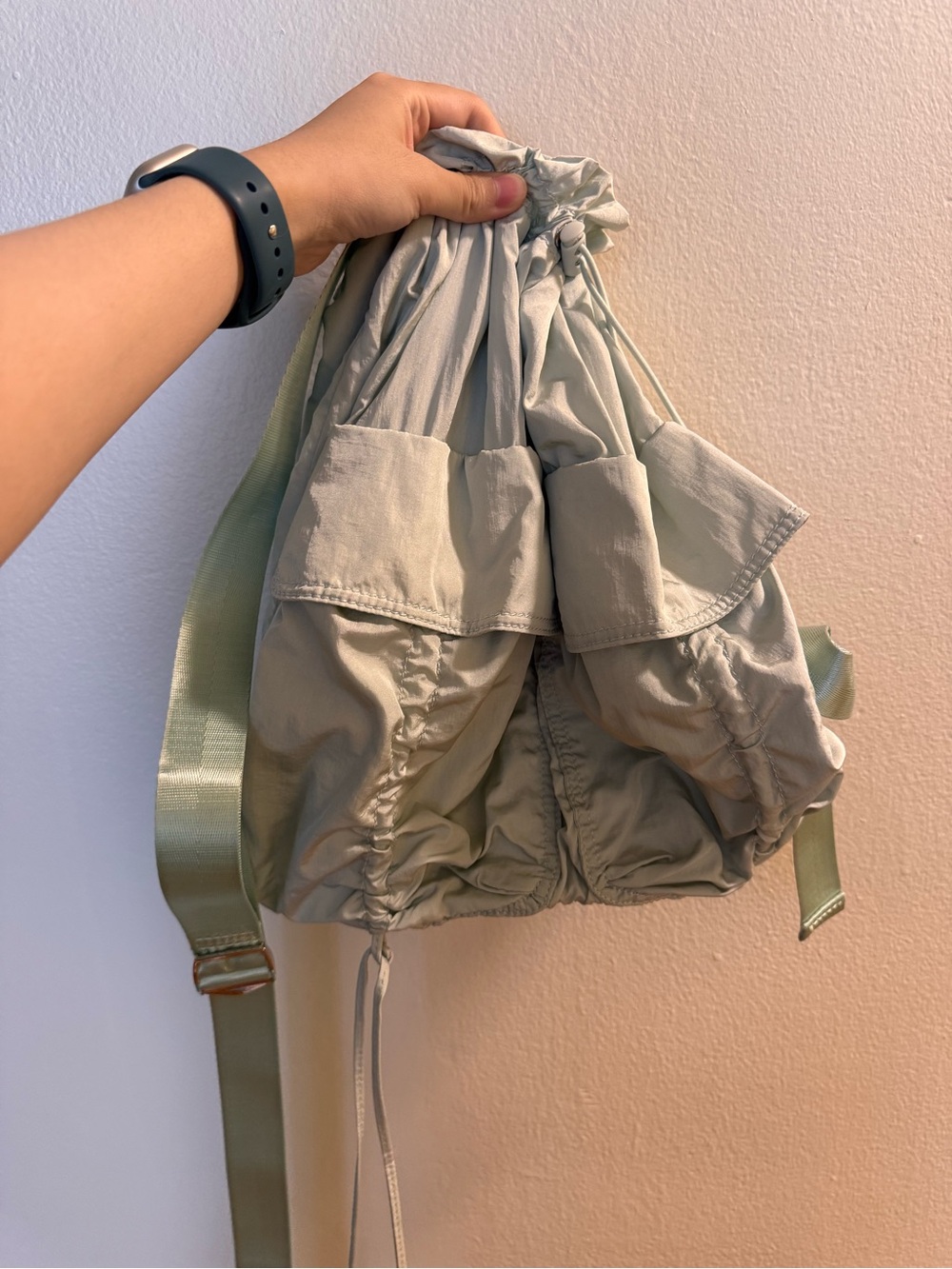 Sage Green Drawstring Women’s Backpack